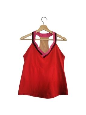 🎈LULULEMON Deep V Athletic Tank Sz 12 Red/Pink Retro Y2k Built In Bra